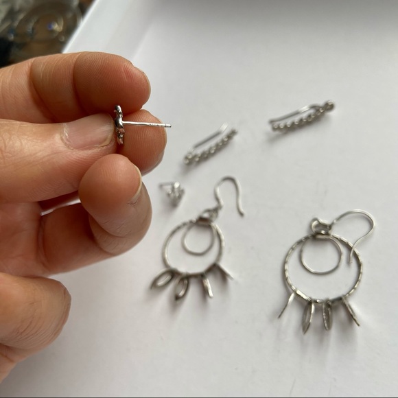 Sterling silver climber danglers and stud earrings - Picture 3 of 7